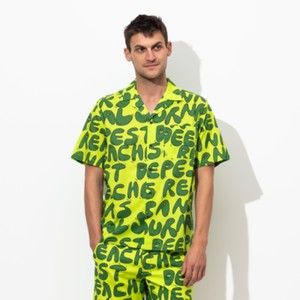 NWT BANKS JOURNAL DEEPEST REACHES green button up men's shirt size XL